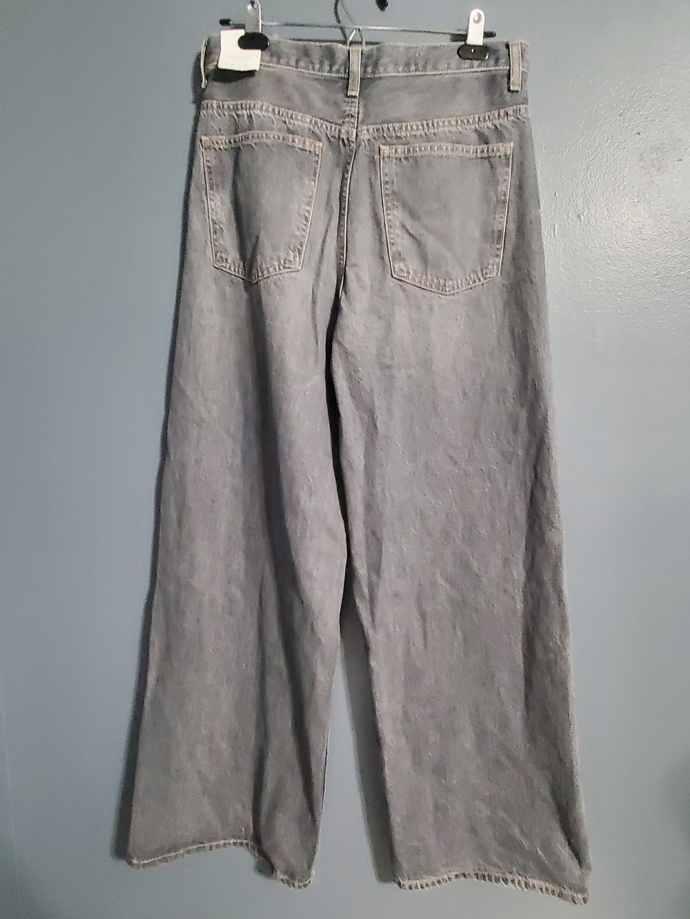 NWT Zara Light Gray Crossed Waist Wide Leg Jeans Women's Size 10 - Picture 6 of 10